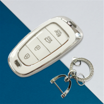 현대차 키케이스 캐스퍼 더뉴 올뉴투싼NX4 그랜저IG 싼타페TM LF NF YF소나타 I30 스마트키커버 트니르, 실버엣지_화이트, G타입