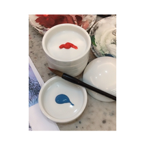 안지름 6.8cm 원형 도자기 심플 5단 서예 민화 동양화 수묵화 캘리그라피 먹물 종지 먹종지 먹접시, 단품