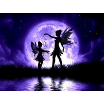 DIY 피포페인팅 달빛 요정 나비요정 인물화 색칠하기 여신 미녀 성인 쉬는 시간 즐기는 스트레스 해소 유화그리기 집콕취미 선물용 액자프레임포함 40*50CM, 달의요정그리기N번