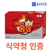 종근당건강 어린이홍삼 식약처 식약청 인정 인증 해썹 haccp 국내산 6년근 면역력 증진 부원료 딸기 배 농축액 딸기 망고향 천연향료 클로렐라 추출물 아가베 선인장, 30포X20개