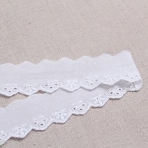 레이스여왕 단면 자수 레이스 좁은 폭 2.5cm 리본 레이스, 1롤(14야드), 백색