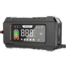 SLATE 자동차 배터리 충전기 바이크 오토바이 점프스타터 펄스 수리 LCD 디스플레이 스마트 고속 충전 AGM 딥 사이클 젤 납산 12V 6A, [02] Black