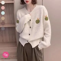 시크힐즈 스트로베리 자수 라운드넥 긴팔 니트 가디건 00254