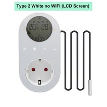 전기장비 소모품 와이파이 Tuya 디지털 온도 조절기 콘센트 플매트 카펫 러그 16A LED 스크린 소켓 컨트롤러 5 1 6 시간 가열 및 냉각 모드, 12 type2 white no wifi