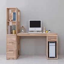 1200 원목 인테리어 컴퓨터 책상책장세트 프린터선반 서재 PC 입식 노트북