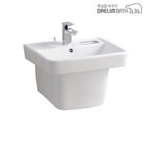 대림바스 CL-355D 일체형 반다리세면기 비누대매립형 부속 풀세트 포함 CL355D 중형, 자동, I자트랩 (바닥배수), 대림정품폽업/트랩, 1세트