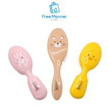 [FreeManner] 귀여운 휴대용 쿠션 헤어 브러시 브러쉬 동물 캐릭터 토끼 오리 너구리, 1개입, 분홍색 - 토끼 (소형)