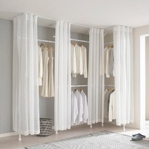 국민튼튼 이지온 커튼행거 집꾸미기 먼지차단 코너형 드레스룸 5단 EO-S515C 행거 모음, 아이보리/우코너