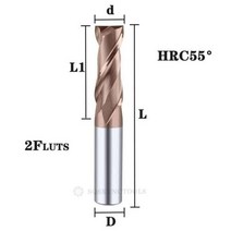 카바이드 반경 엔드 커터 밀 알루미늄 Cnc 밀링 금속 텅스텐 스틸 CNC 가공 엔드밀, d1x4Dx3x50L+2FHRC55