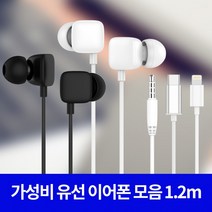 가성비 커널형 유선 이어폰 추천 C타입 AUX 8핀 1.2M, C타입 이어폰 블랙