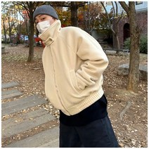 뜨끈뜨끈 두툼한 울 롱카라 오버핏 단추 숏 밴딩 크롭 자켓 점퍼 아우터 코트 오버핏 블루종 남친룩 겨울코디