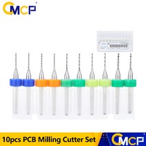 10개 PCB 밀링 커터 세트 075 08 085 09 095mm 초경 드릴 비트 회로 기판 미니 CNC, 10 개 0.75-0.95mm