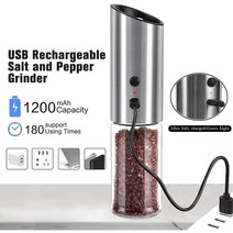 후추 그라인더 전동 소금 통후추 깨갈이 전기 자동 밀 분쇄기 usb 충전식 무선 곡물, 제분소