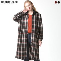보니알렉스(BONNIE ALEX) 체크 후드 탈착 셔츠 원피스