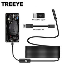 내시경 카메라 7mm5.5mm 3 in 1 usb ip67 방수 6 led 내시경 검사 windows macbook pc android 21.51m type-c, 1m, 7.0mm 렌즈 마이크로 USB