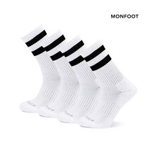 몬풋 TT 어슬레틱 크루 스포츠 양말 4켤레 세트, 화이트