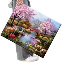 파센 액자 캔버스형 보석십자수 DIY 키트 40 x 50 cm, FS246-작은 호수 풍경, 40x50 cm