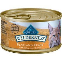 Blue Buffalo Wilderness Flatland Feast with 칠면조 메추라기 그레인 프리 고양이 사료 통조림 3온스 24개입