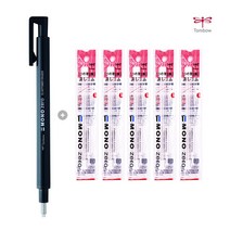 톰보 모노 제로 샤프식 지우개 밸류 세트 + 펜악 샤프심 1개 증정, 1세트, 라운드블랙1개+리필라운드5개