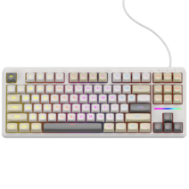 ACEFAST 저소음 유선 멤브레인 키보드 RGB 라이트 투과성 키캡 텐키리스 87키 사무용, A87-RGB, 베이지