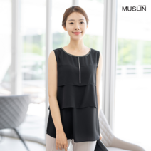 모슬린 여성 여름 엄마옷 실버라인 나시 블라우스 FBL205141 마담/미시옷/중년여성의류/빅사이즈/40대/50대/60대여성옷