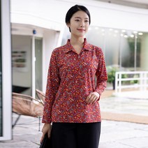 엄마옷 모슬린 들꽃 카라 긴팔 티셔츠 TK208030마담 미시옷 50대 중년여성의류 60대 엄마옷 빅사이즈 할머니옷 여성옷