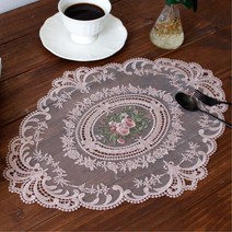 화장대 협탁 로맨틱소품 자수 레이스매트 갬성 덮개 러블리 커피머신 책상, 인디핑크