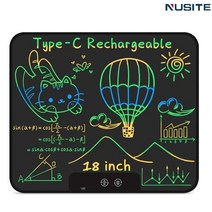 드로잉 패드 판타블렛 전자 노트 액정 타블렛 그림 펜 태드 웹툰 도구 일러스트 이지 인치 충전식 쓰기 태블릿 지울 수있는 보드 보드 교육 학습 장난감 위한 선물, 18 ty-c 색상 블랙