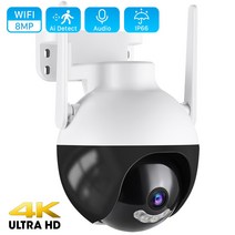 4K 8MP 와이파이 PTZ 카메라 4MP Ai 인간 감지 비디오 감시 야외 컬러 IR 클라우드 CCTV, 08 8MP Add 128G Card_02 미국 플러그