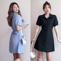 투올클로젯 부드러운 여름 카라 허리끈 원피스