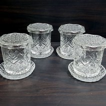 [위드위브유리컵] 크리스탈 컵세트 4조 12p / 컵받침 뚜껑 유리컵 컵