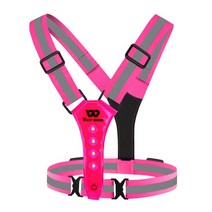 체스트벨트 웨스트 자전거 반사 스트랩 안전 라이트 LED 경고 조끼 USB 충전 낚시 하이킹 캠핑 러닝 가슴 램프, [03] Fluorescent Pink