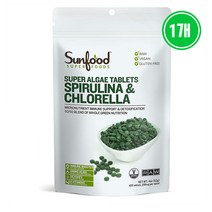 Sunfood Superfoods 스피루리나 클로렐라 450정