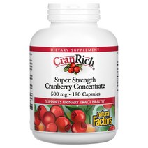 내추럴 팩터스 CranRich 슈퍼 스트렝스 크랜베리 농축물 500mg 캡슐 180정, One Color, One Size