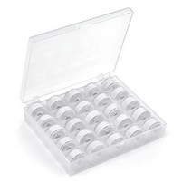 폴리에스터 실 스풀 재봉틀 보빈 25 가지 색상/세트 자수 액세서리 보관함 포함, 03 25colors white