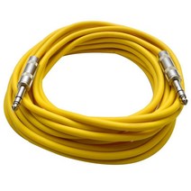 Seismic Audio SATRX25옐로우 7.6m25피트 옐로우 0.6cm1/4인치 TRS 패치 케이블 밸런스 코드 이펙트, Yellow_25 Foot