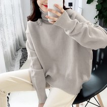 편안 심플 개성 퍼 니트 스웨터 봄 코디 긴팔 라운드 코트 레귤러 풀오버