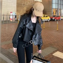 레더 여성 자켓 가죽 블랙 숏 가을 크롭 페이크레더 여자 노카라 에코레더 라이더