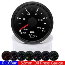 유면계 유량계 0-10 Bar 2 "52MM 오일 압력 게이지 7 색 조명 0-150 PSI 자동 자동차 게이지 방수 IP, 02 BB  Gauge
