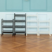 [브이앤비리빙] 철제 이동식 메쉬선반, 메쉬선반 3단 화이트