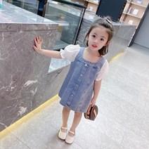 HQ 아동복 22 여름 신상품 여자 원피스 조립 반팔 치마