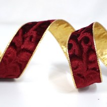 리본벨리 무늬벨벳리본 60mm, 9m, 자주