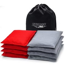 JMEXSUSS 내후성 표준 콘홀 백 던지기 게임을 위한 규정 전문 백 8개 세트 토트백이 포함된 빈 라이트 블루/퍼플 5530494709, Red/Grey