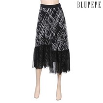 블루페페 언밸런스 밑단 밴딩 롱스커트 P212MSD701 WH