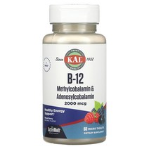 KAL B12 메틸코발라민 아데노실코발라민 혼합 베리 2000mcg 마이크로정 60정