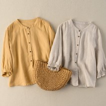[빅사이즈] B-220883 린넨 7부 블라우스/빅사이즈/루즈핏/오버핏/쉬폰/린넨/세트