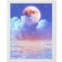 [허수아비도안] 액자 세트 DIY 보석 큐빅 비즈 십자수 30x40 cm, 화이트, 31.달빛 바다