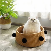 방울달린 고양이바구니집 바스켓 하우스 면실 냥이