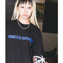 몬스터 베이직 로고 티셔츠 블랙 (블루)