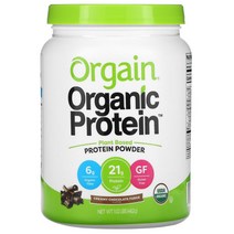 Orgain 웨잇트 근육 건강 관리 오가닉 프로틴 파우더 Organic Protein 크리미 초콜릿 퍼지 462g 1팩